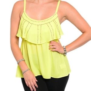 Yellow Plus Size Adjustable Strap Tank Top